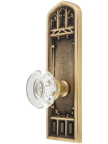 Oxford Door Set With Empire Knobs In Antique Brass